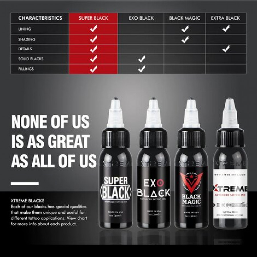 Тату краска Xtreme Ink G02 Super Black